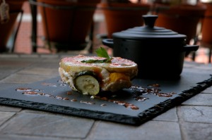 Millefeuille d'aubergine, courgette et ricotta