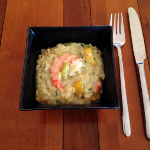 Risotto aux crevettes, courgettes et lait de coco